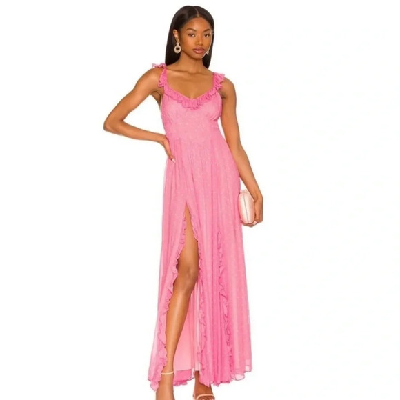 LoveShackFancy Junia Maxi Dress | Hot Pink Cherry | NEW | 2 - Picture 6 of 13